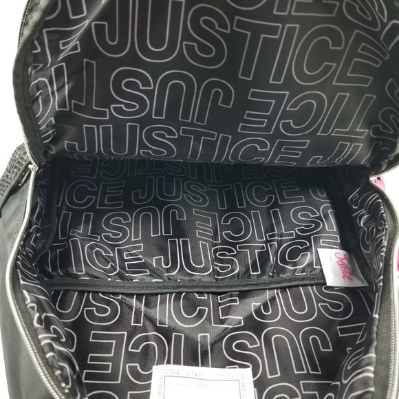 Justice reversible Sequin Backpack and Lunch Tote 2-Piece Black Purple Silver - Picture 4 of 12